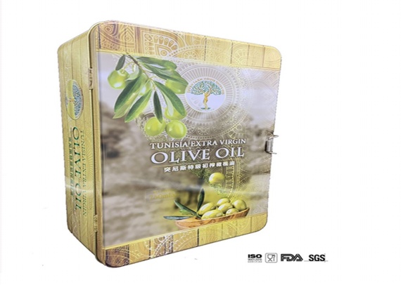 100% pure olive oil lunch box packaging