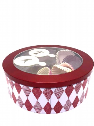 Elegant round cookie tin box with window