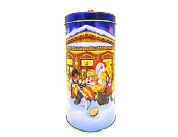 Round Christmas Festival Tinbox With Handle