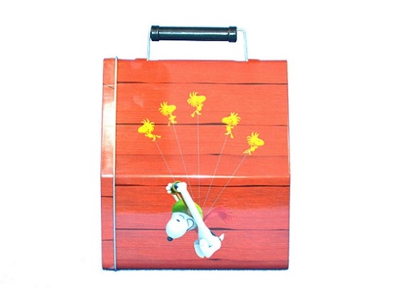 Cartoon house type tin lunch box with handle