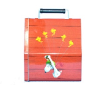 Cartoon house type tin lunch box with handle