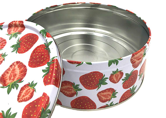 Strawberry  Pattern Round Tinbox