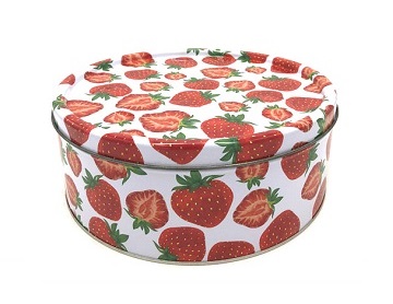 Strawberry  Pattern Round Tinbox