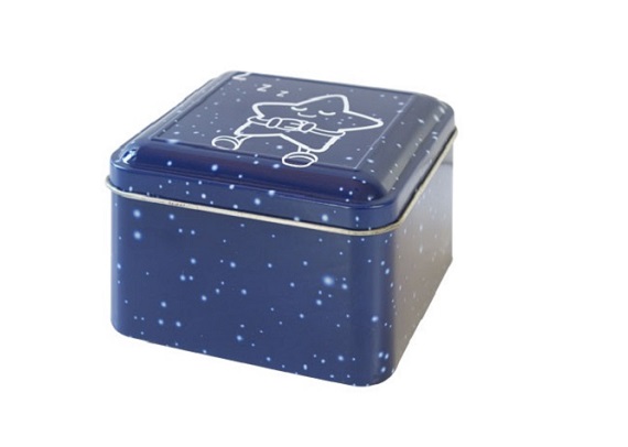 Elegant square metal gift tin box