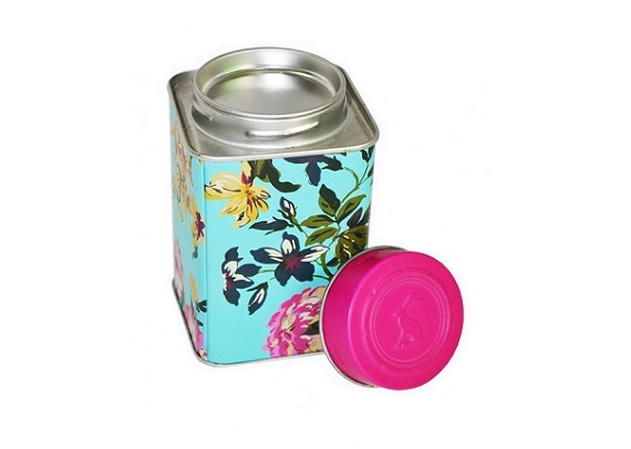 Pretty square rose tea tin box