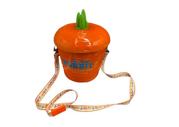 Carrot shape tin bucket for food with rope