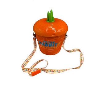 Carrot shape tin bucket for food with rope