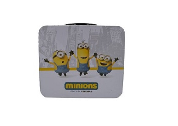 Cute yellow minions design tin lunch box for kids