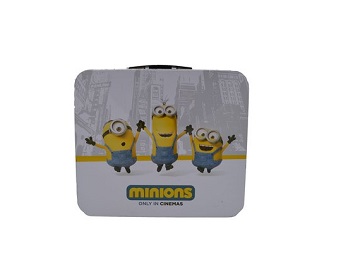 Cute yellow minions design tin lunch box for kids