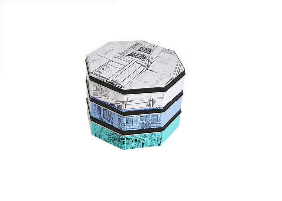 190x190x42mm octagonal gift tin box