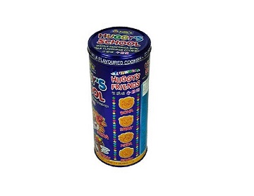 Dia.108x252mm round biscuit tin can with cartoon design