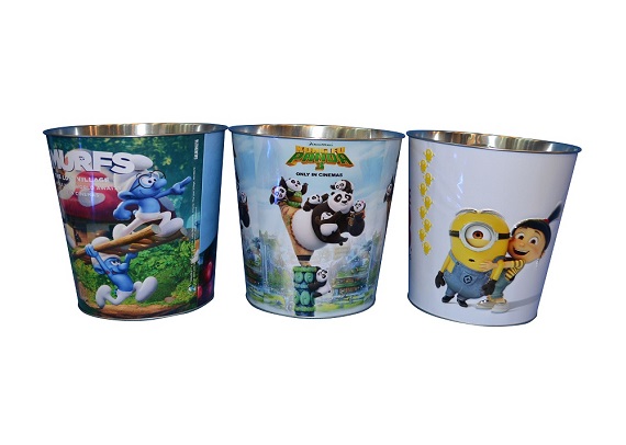 0.65 gallon popcorn tin bucket candy bucket with colorful printing