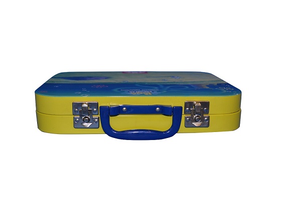 HT8 two piece can custom design tin lunch box with handle and double locks