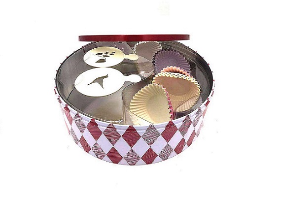 RD11 round cookie tin can biscuit tin can with clear window