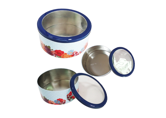 RD12 round big tin can with clear window for cookie and food