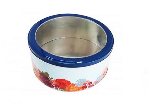 RD12 round big tin can with clear window for cookie and food