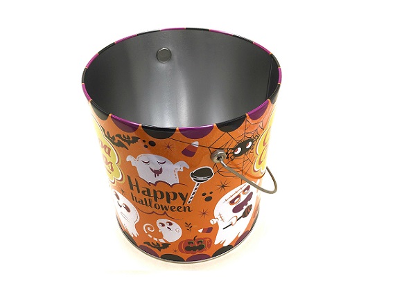 RD70 round candy tin bucket with lid and handle