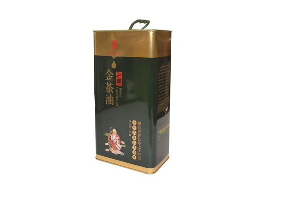 5L rectangle cooking oil tin can with plastic lid and handle