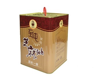 10L square cooking oil tin can with plastic handle