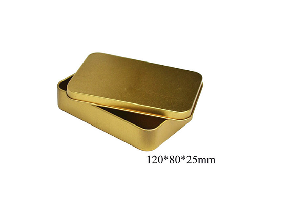 RT37 rectangle golden trinket tin box