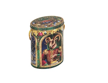 IR3 oval shape gift tin can with laser printing