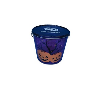 1.8L candy bucket with flat lid and metal handle