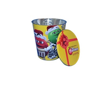 factory wholesale 3.8L candy tin bucket chocolate bucket with flat lid