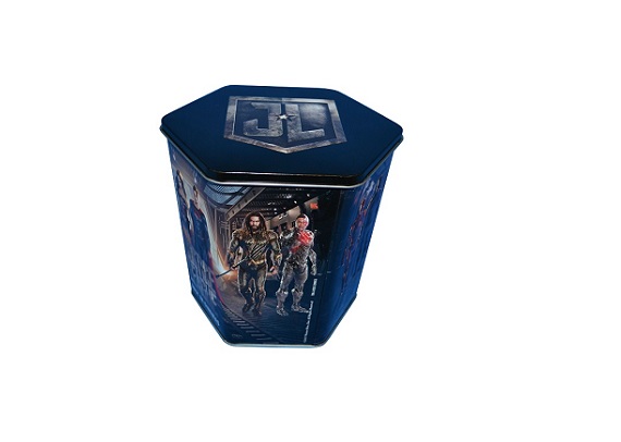 2.4L hexagonal candy bucket popcorn bucket with metal flat lid