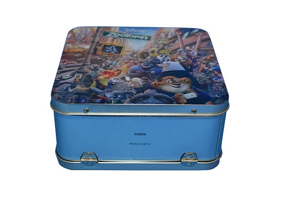 170x170x80mm tin lunch box metal handle box with handle and lock