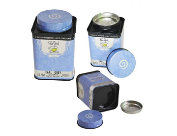 Elegant square shape tea tin box with inner lid