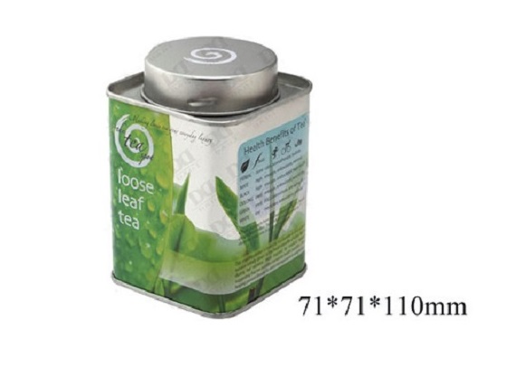 Classic square tea tin box with double metal lid