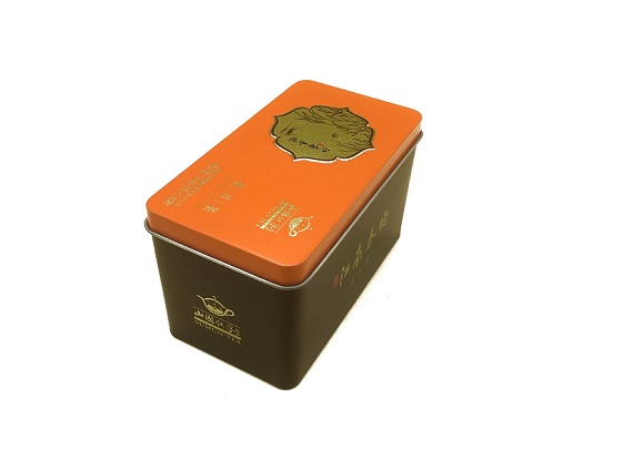 Pretty design rectangle embossed tea tin box
