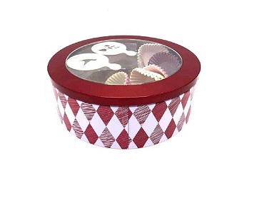 2022 factory hot sale big size round cake tin box with plastic clear window