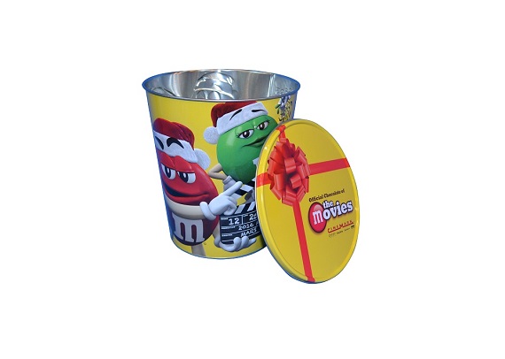 1 gallon custom candy tin bucket popcorn bucket with metal lid