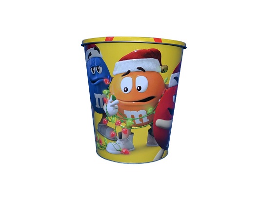 1 gallon custom candy tin bucket popcorn bucket with metal lid