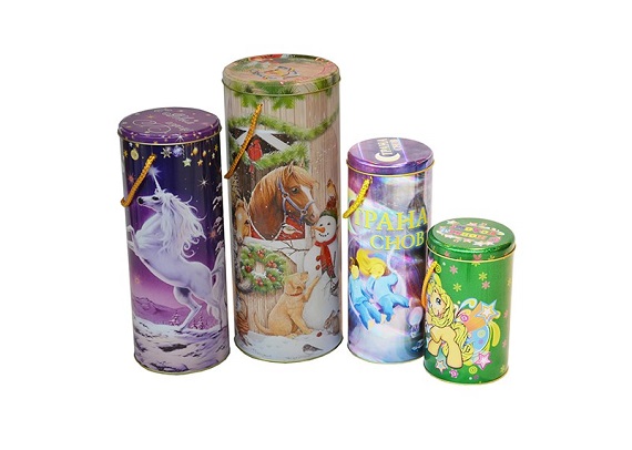factory high quality tall round tin can with rope handle